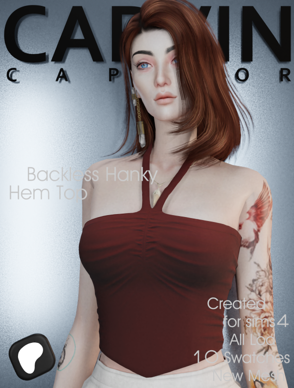 Alpha Backless Hanky Hem Top by simsfinds - The Sims 4 Custom Content