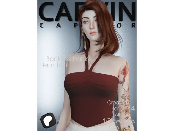 Alpha Backless Hanky Hem Top by Carvin_Captoor - The Sims 4 Custom Content