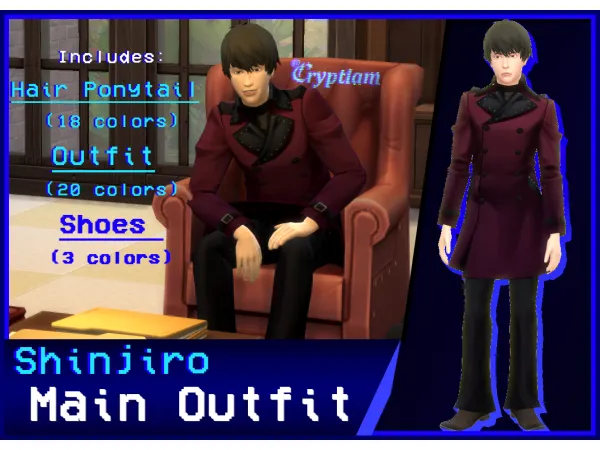 Maxis Match Sims 4 Persona 3 Reload Shinjiro Aragaki Main Outfit by cryptiam - The Sims 4 Custom Content