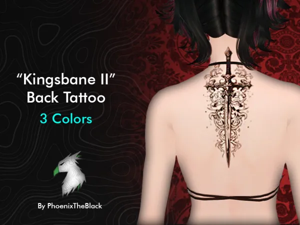 Mix Kingsbane II Back Tattoo by PhoenixTheBlack - The Sims 4 Custom Content