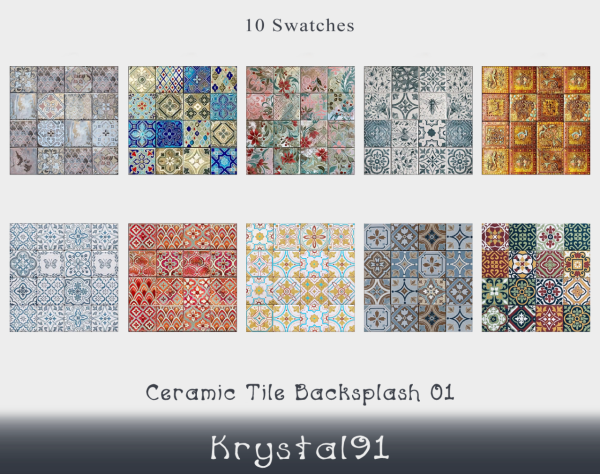 Mix Ceramic Tile Backsplash 01 by simsfinds - The Sims 4 Custom Content