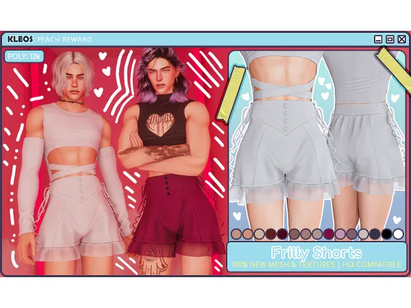 Alpha PEACH Frilly Shorts by simsfinds - The Sims 4 Custom Content
