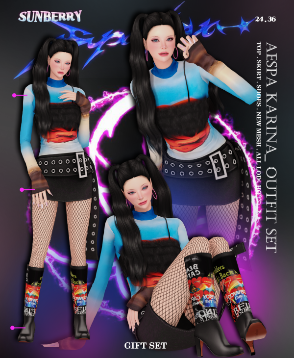 Alpha [SUNBERRY]GIFT SET _ AESPA KARINA SET 2436 by simsfinds - The Sims 4 Custom Content