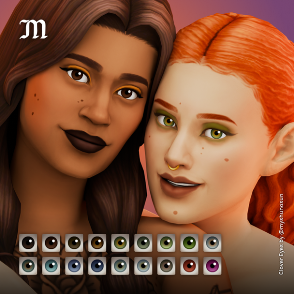 Maxis Match Clover Eyes Maxis Match eyes (default and non default) by simsfinds - The Sims 4 Custom Content