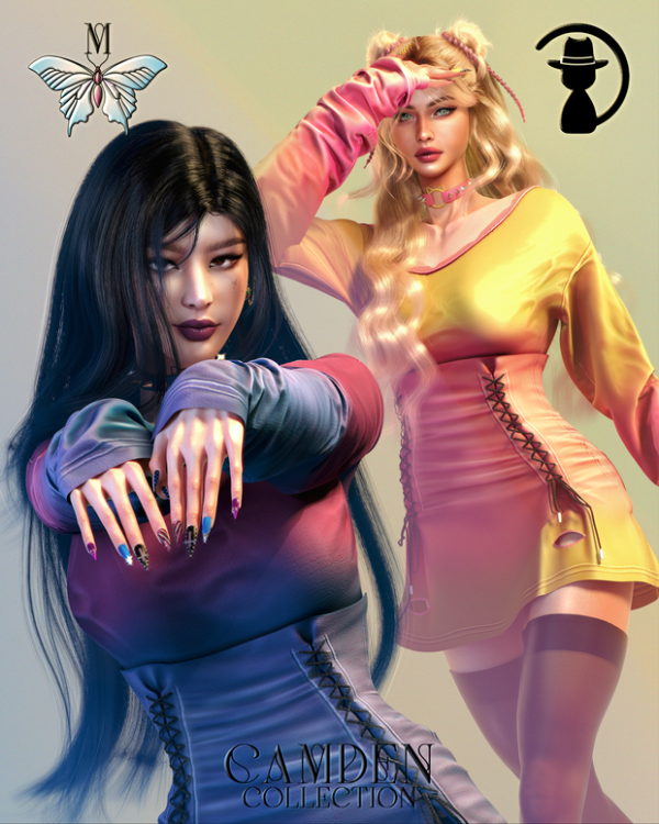 Alpha Camden Collection Grunge Smoke Lace Up Mini Dress S297 wmayfair (ingame) by daphsmods - The Sims 4 Custom Content