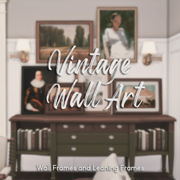 Mix Vintage Wall Art Set by simsfinds - The Sims 4 Custom Content