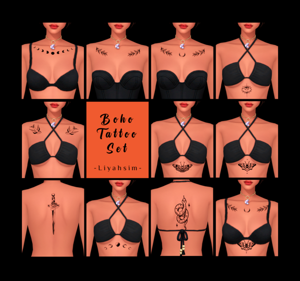 Mix Boho Tatto Set by liyahsim - The Sims 4 Custom Content