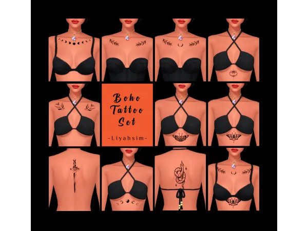 Mix Boho Tatto Set by LiyahSim - The Sims 4 Custom Content