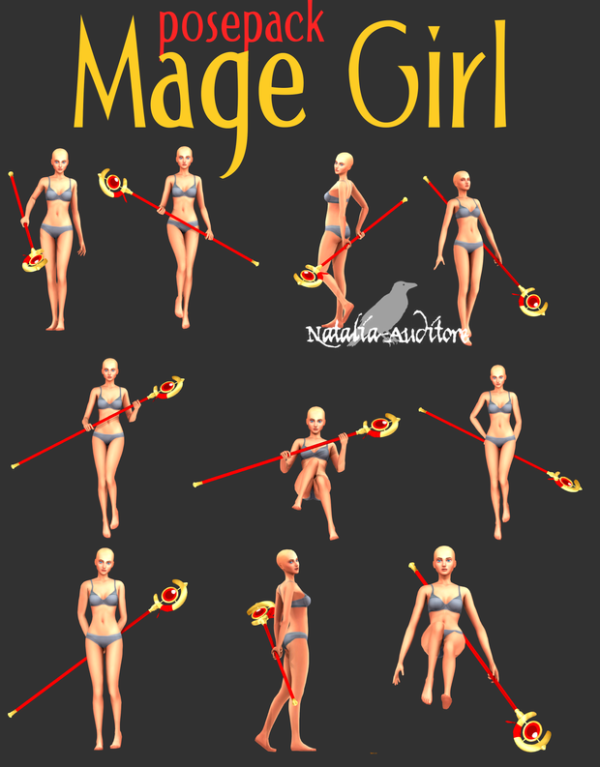 Mix Mage girl posepack Frieren staff by simsfinds - The Sims 4 Custom Content