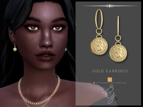 Mix Gold Earring by GlitterberryFly - The Sims 4 Custom Content