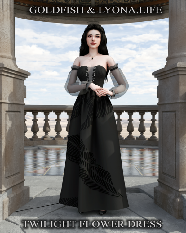 Alpha Sims 4 Twilight Flower Dress by simsfinds - The Sims 4 Custom Content