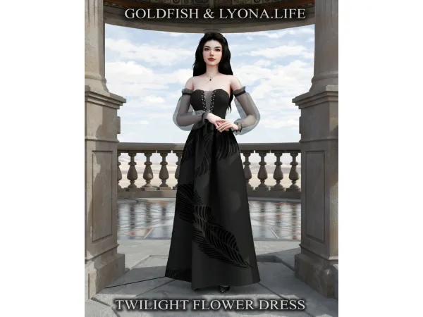 Alpha Sims 4 Twilight Flower Dress by GoldFish lyonalife - The Sims 4 Custom Content