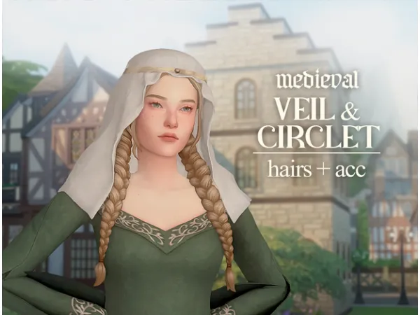 Maxis Match Medieval Veil Circlet Hairs Acc by lunamothsims - The Sims 4 Custom Content
