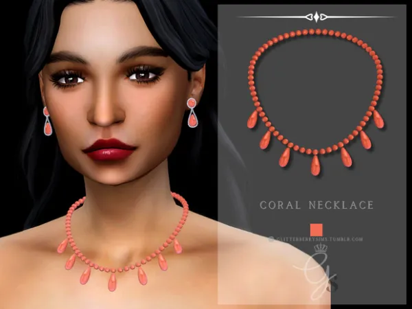 Alpha Coral Necklace by GlitterberryFly - The Sims 4 Custom Content