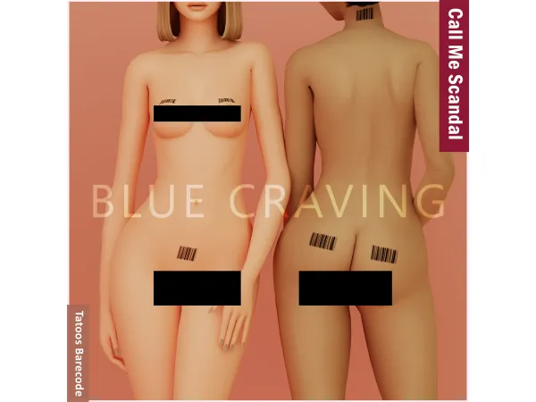 Mix Blue Craving Barecode Tatoos - The Sims 4 Custom Content