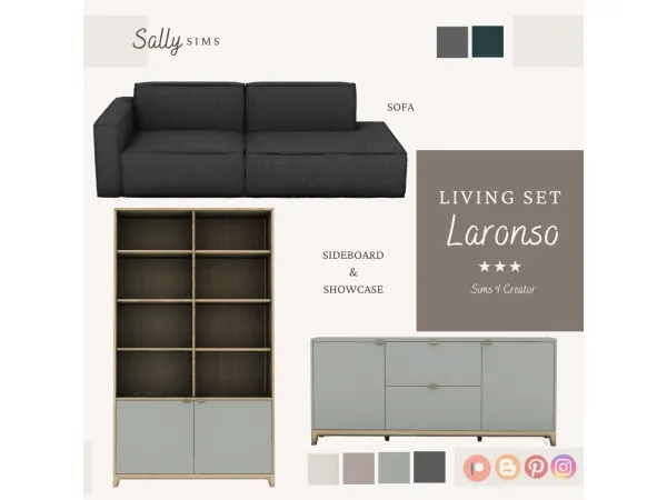 Mix Living Room LARONSO - The Sims 4 Custom Content