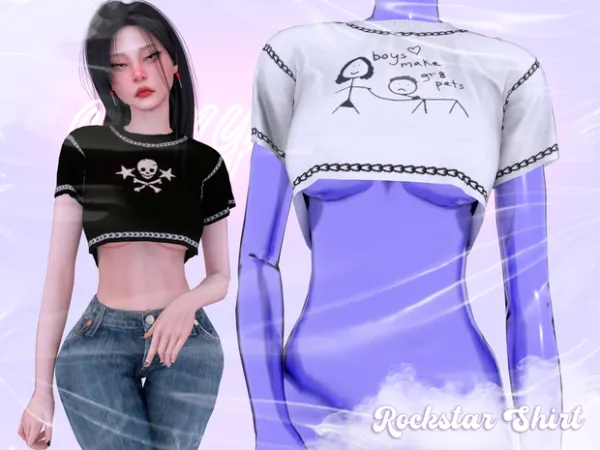 Alpha ROCKSTAR SHIRT - The Sims 4 Custom Content