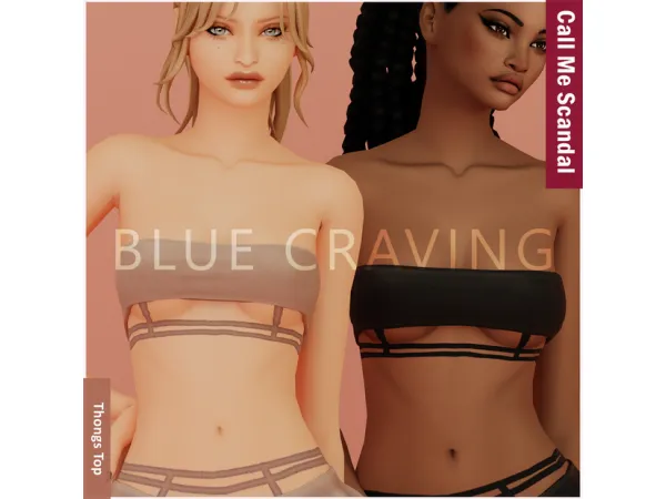 Mix Blue Craving Thongs Top - The Sims 4 Custom Content