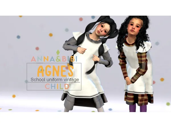 Maxis Match Agnes CHILD School uniform vintage by Anna Bibi - The Sims 4 Custom Content