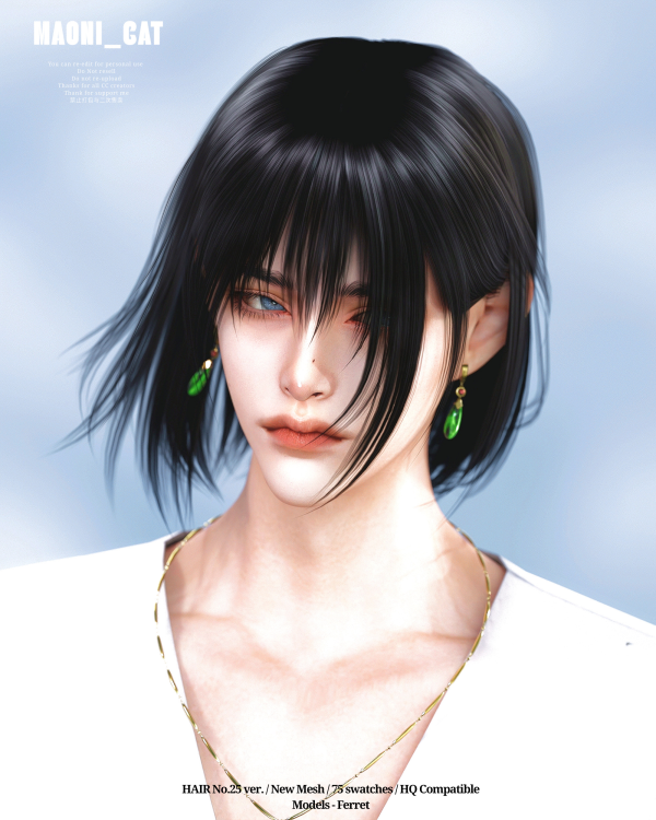 Alpha [Maoni_cat] HAIR No25 ver1 by simsfinds - The Sims 4 Custom Content