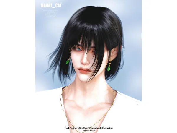 Alpha [Maoni_cat] HAIR No25 ver1 - The Sims 4 Custom Content
