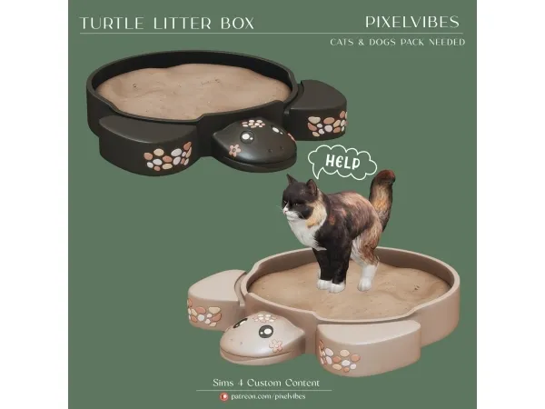 Alpha Functional Turtle Litter Box - The Sims 4 Custom Content