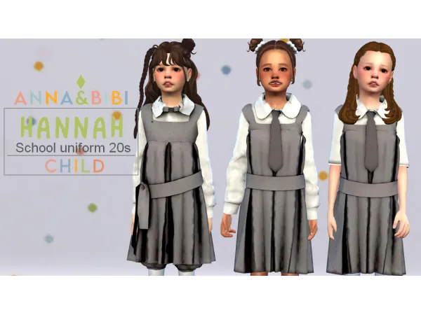 Alpha Hannah CHILD School uniform 20s by Anna Bibi - The Sims 4 Custom Content