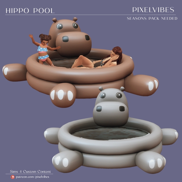 Alpha Functional Hippo Pool by pixelvibes - The Sims 4 Custom Content