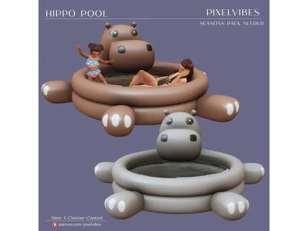 Alpha Functional Hippo Pool - The Sims 4 Custom Content