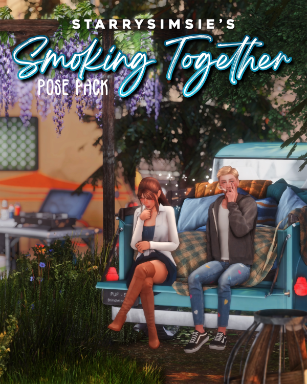 Mix Smoking Together (Truck) Pose Pack by simsfinds - The Sims 4 Custom Content