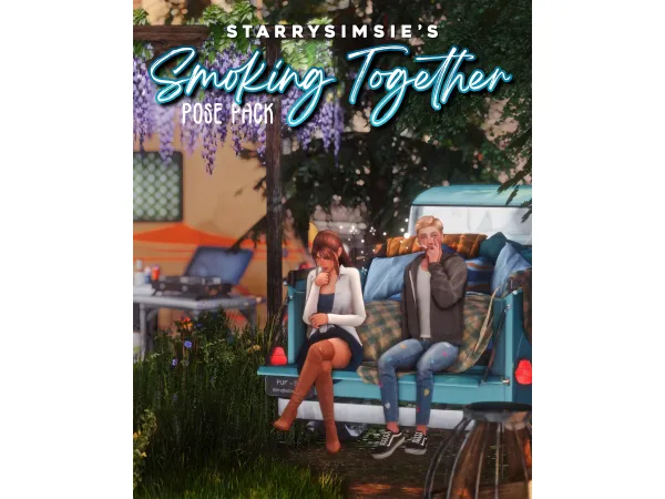 Mix Smoking Together (Truck) Pose Pack by StarrySimsie - The Sims 4 Custom Content