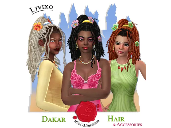 Maxis Match DAKAR HAIR by Livixo - The Sims 4 Custom Content