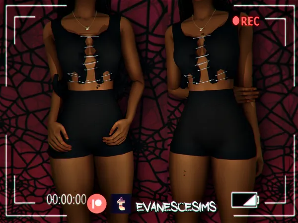 Alpha Hollow Out Pins Croptop by evanescesims - The Sims 4 Custom Content