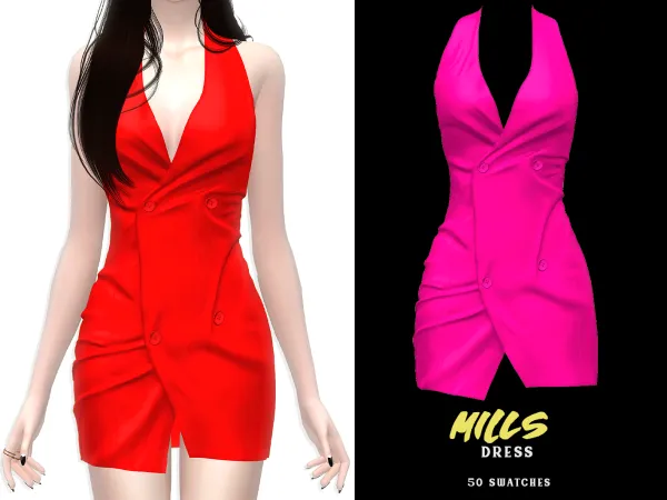 Alpha Mills Dress by grafity-cc - The Sims 4 Custom Content