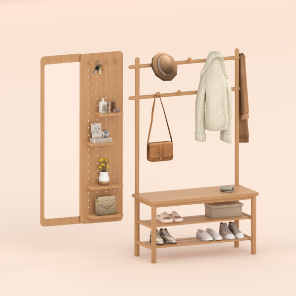 Maxis Match Wooden shoe rack Pegboard mirror by simsfinds - The Sims 4 Custom Content