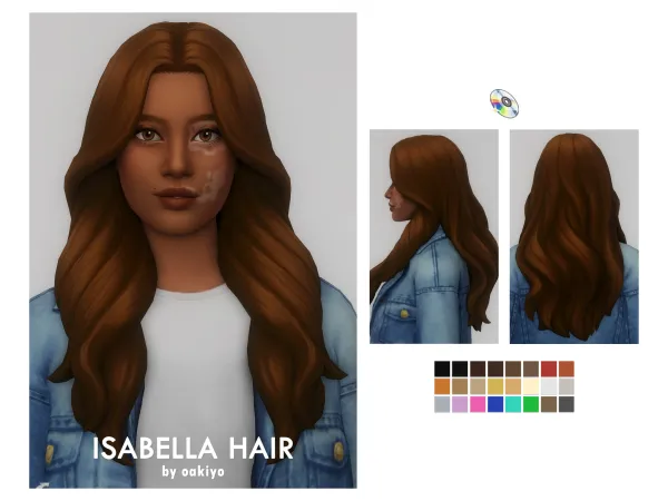 Maxis Match Isabella Hair by oakiyo - The Sims 4 Custom Content