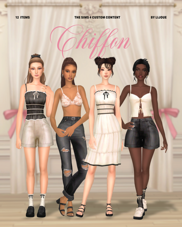 Maxis Match Chiffon Set by simsfinds - The Sims 4 Custom Content