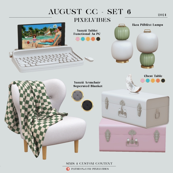 Alpha August CCSet 6 by pixelvibes - The Sims 4 Custom Content