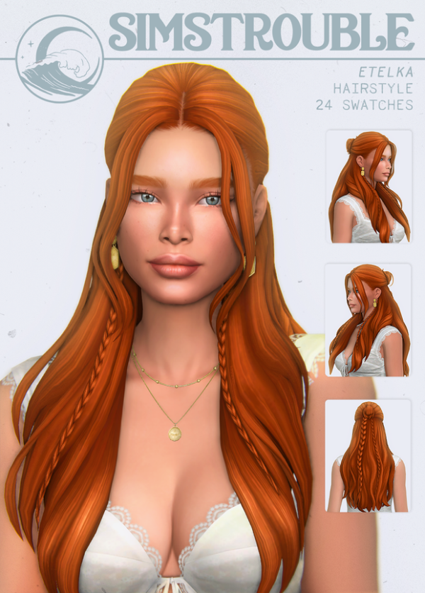Maxis Match Etelka Hairstyle (6 Versions) by simsfinds - The Sims 4 Custom Content