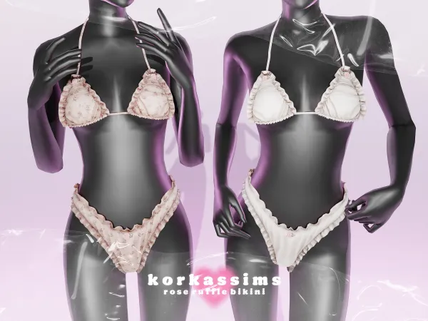Alpha rose ruffle bikini by korkassims - The Sims 4 Custom Content