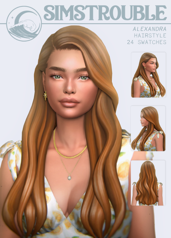 Maxis Match Alexandra Hairstyle (2 Versions) by simsfinds - The Sims 4 Custom Content