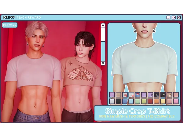 Alpha PEACH Simple Crop Top by Kleos Sims - The Sims 4 Custom Content