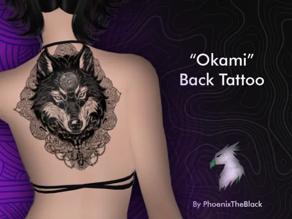 Mix Okami Back Tattoo by phoenixtheblack - The Sims 4 Custom Content