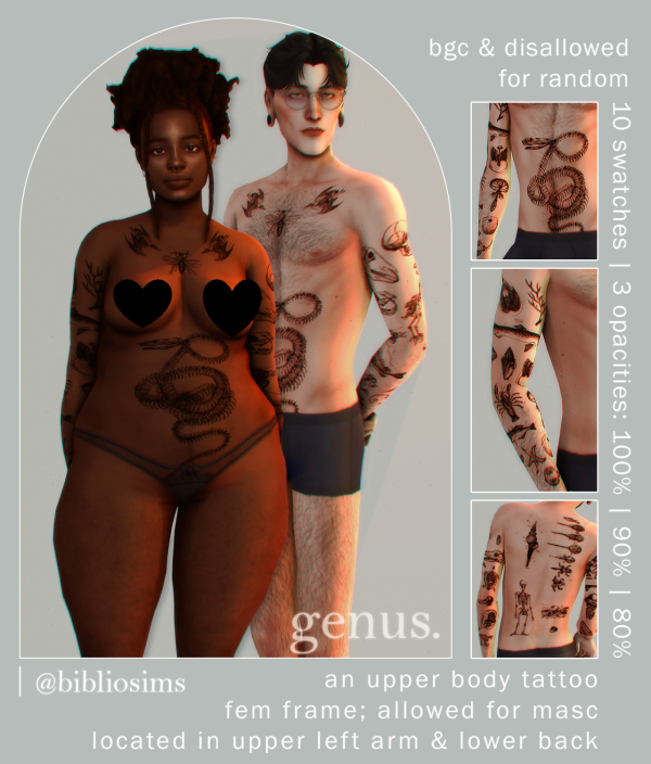 Mix GENUS AN UPPER BODY TATTOO by simsfinds - The Sims 4 Custom Content