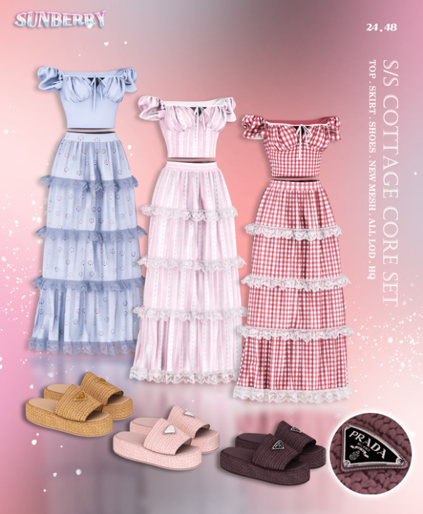 Alpha [SUNBERRY] SS Cottage Core SET by simsfinds - The Sims 4 Custom Content