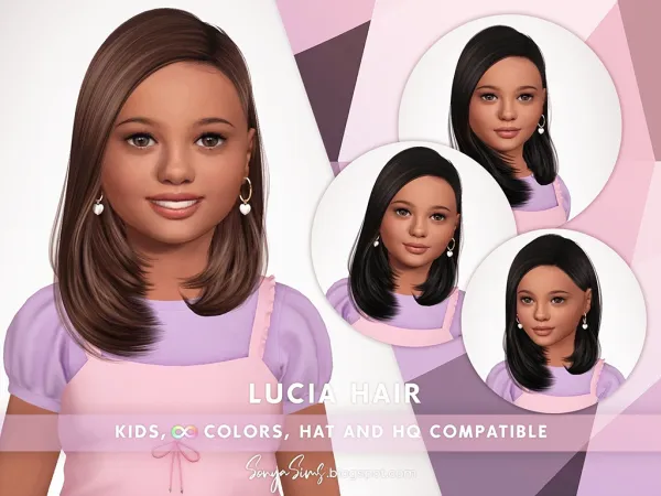 Alpha SONYASIMS LUCIA HAIR KIDS by simsfinds - The Sims 4 Custom Content