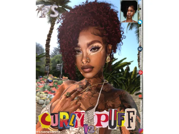 Alpha [EARLY ACCESS] Curly Puff V2 by FashionSimsta - The Sims 4 Custom Content