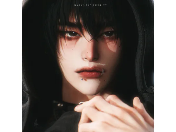 Alpha [Maoni_cat] TS Labret No2 Tape - The Sims 4 Custom Content