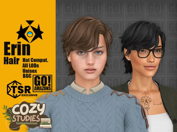 Maxis Match (Cozy Studies) Erin Hair by goamazons - The Sims 4 Custom Content