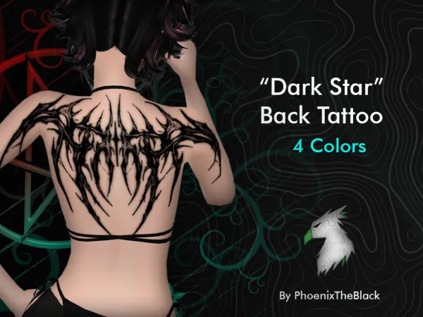 Mix Dark Star Back Tattoo by PhoenixTheBlack - The Sims 4 Custom Content